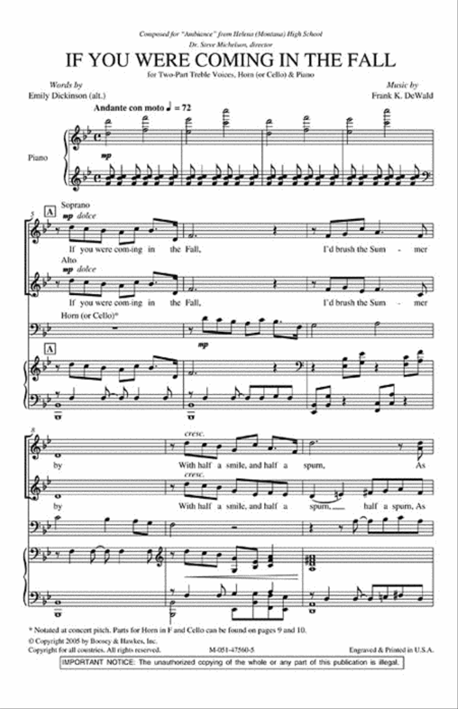 If You Were Coming in the Fall 2-Part scores gallery preview page 2