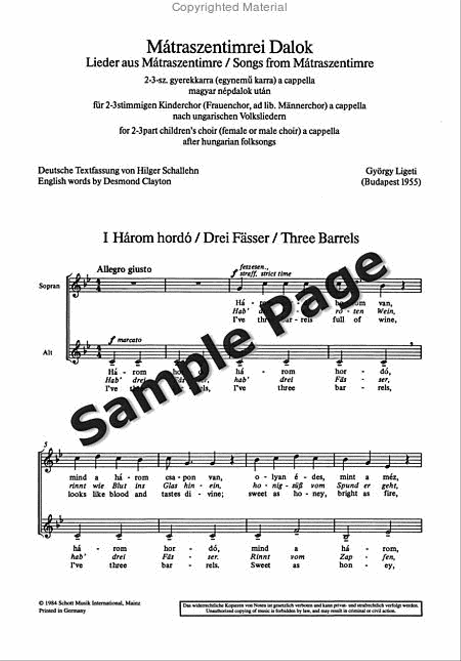 Songs from Matraszentimre SSAA scores gallery preview page 3