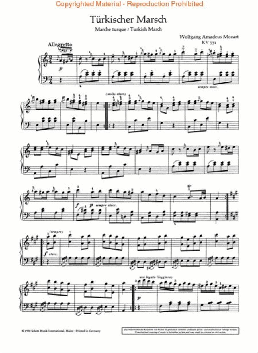 Turkish March from Sonata KV 331 Piano Solo scores gallery preview page 2