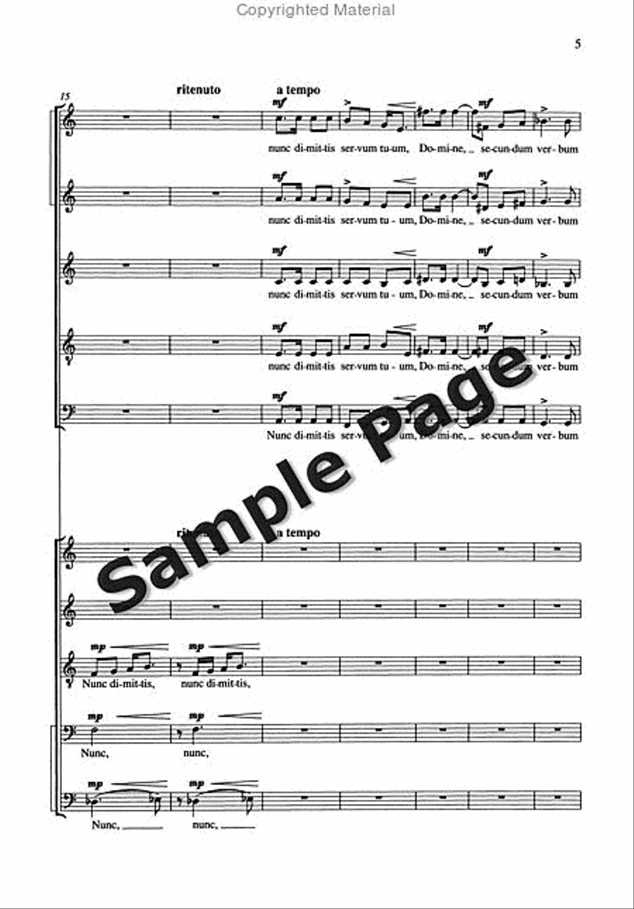 Nunc Dimittis 2 Mixed Choruses SSATB scores gallery preview page 6
