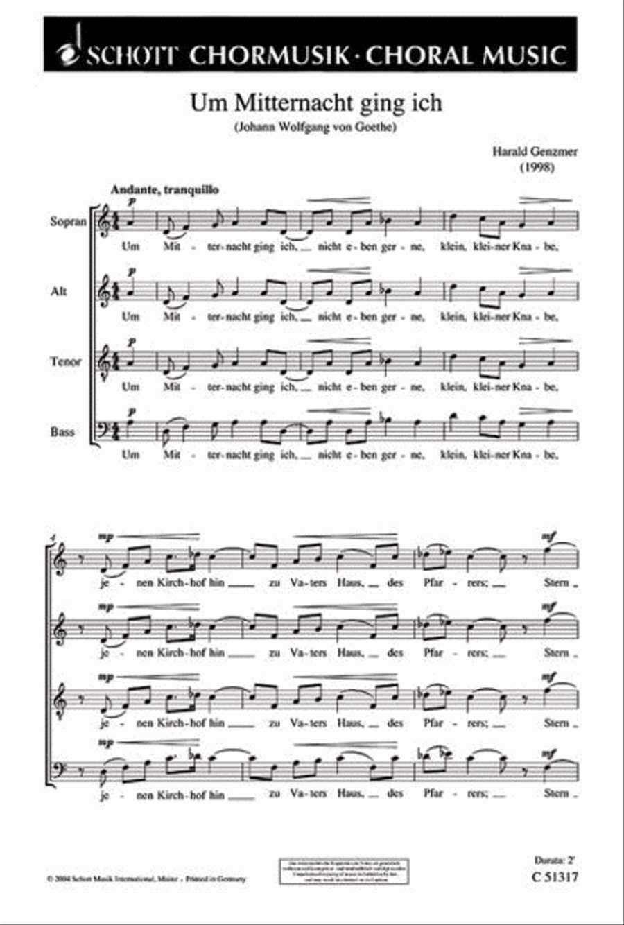 I Walked at Midnight I Walked at Midnight 4-Part scores gallery preview page 1
