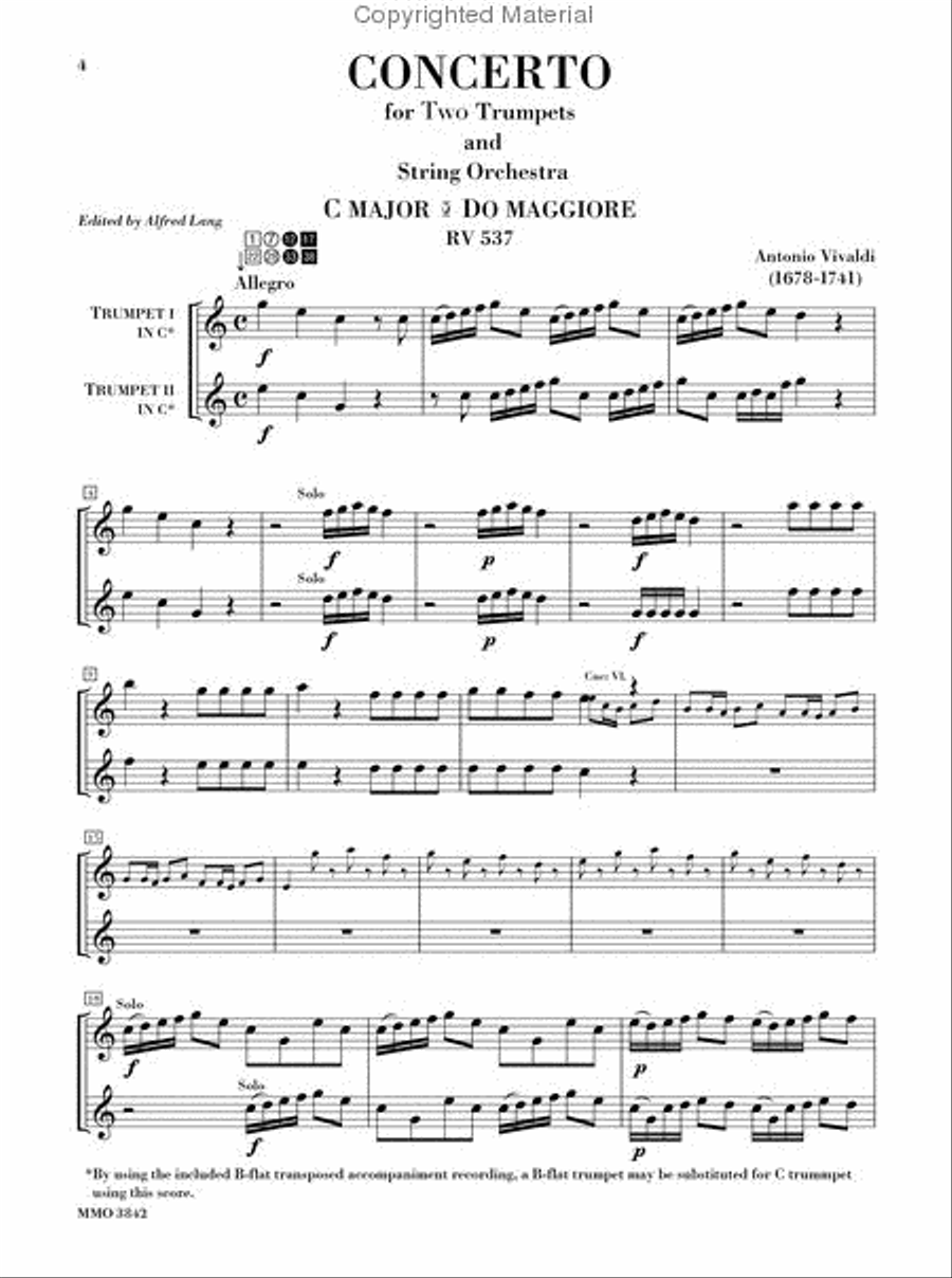 Concerto In C Major For Two Trumpets And Orchestra RV537
