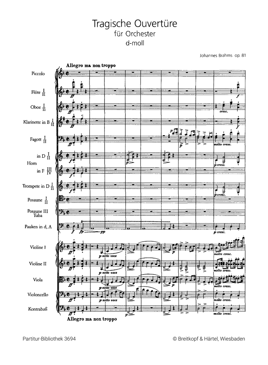 Tragic Overture in D minor Op. 81 Orchestra scores gallery preview page 2