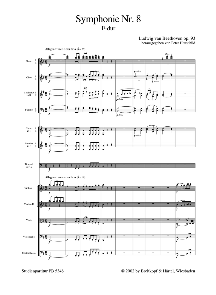 Symphony No. 8 in F major Op. 93 Orchestra scores gallery preview page 2