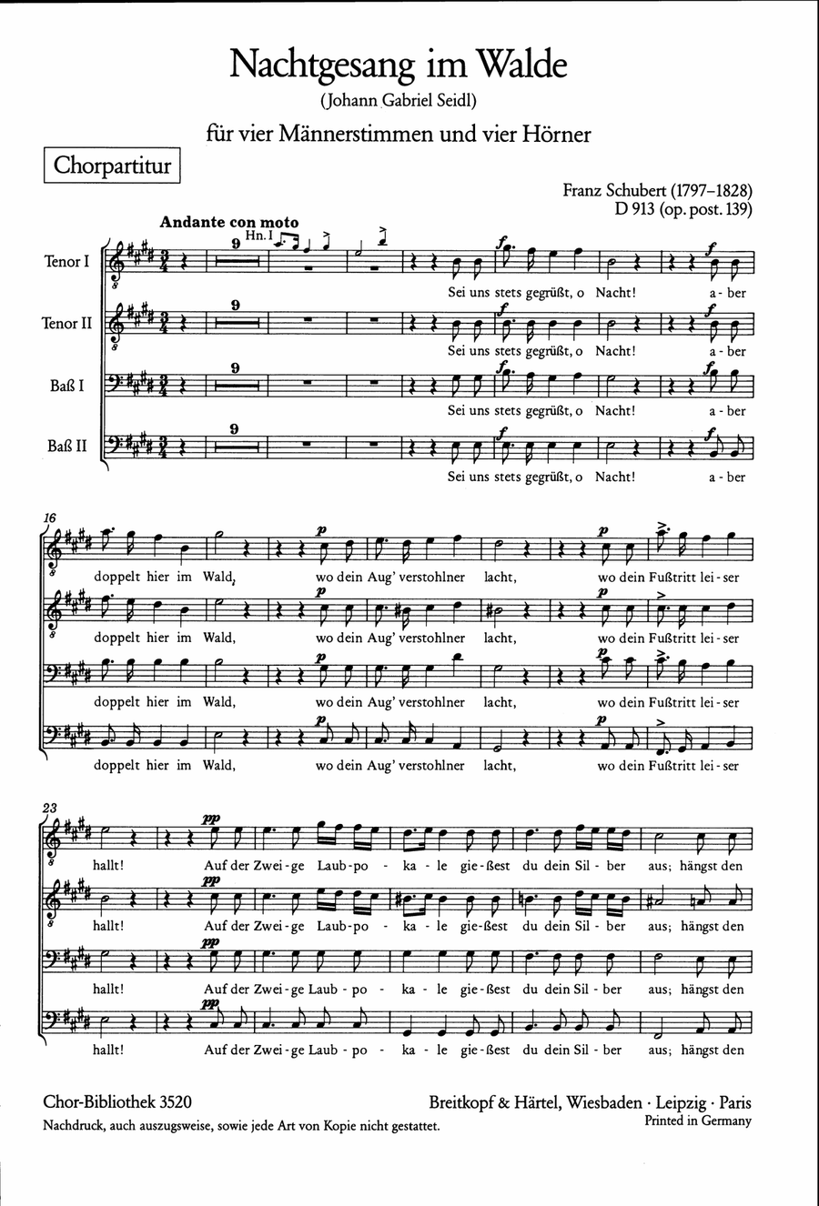Nachtgesang im Walde D 913 [Op. post. 139] Choir scores gallery preview page 2