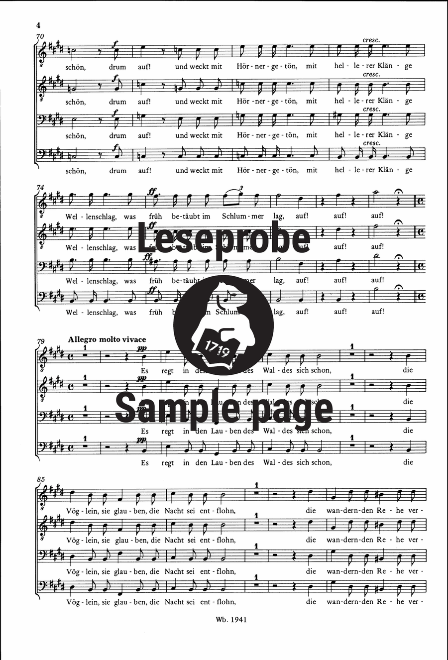 Nachtgesang im Walde D 913 [Op. post. 139] Choir scores gallery preview page 5