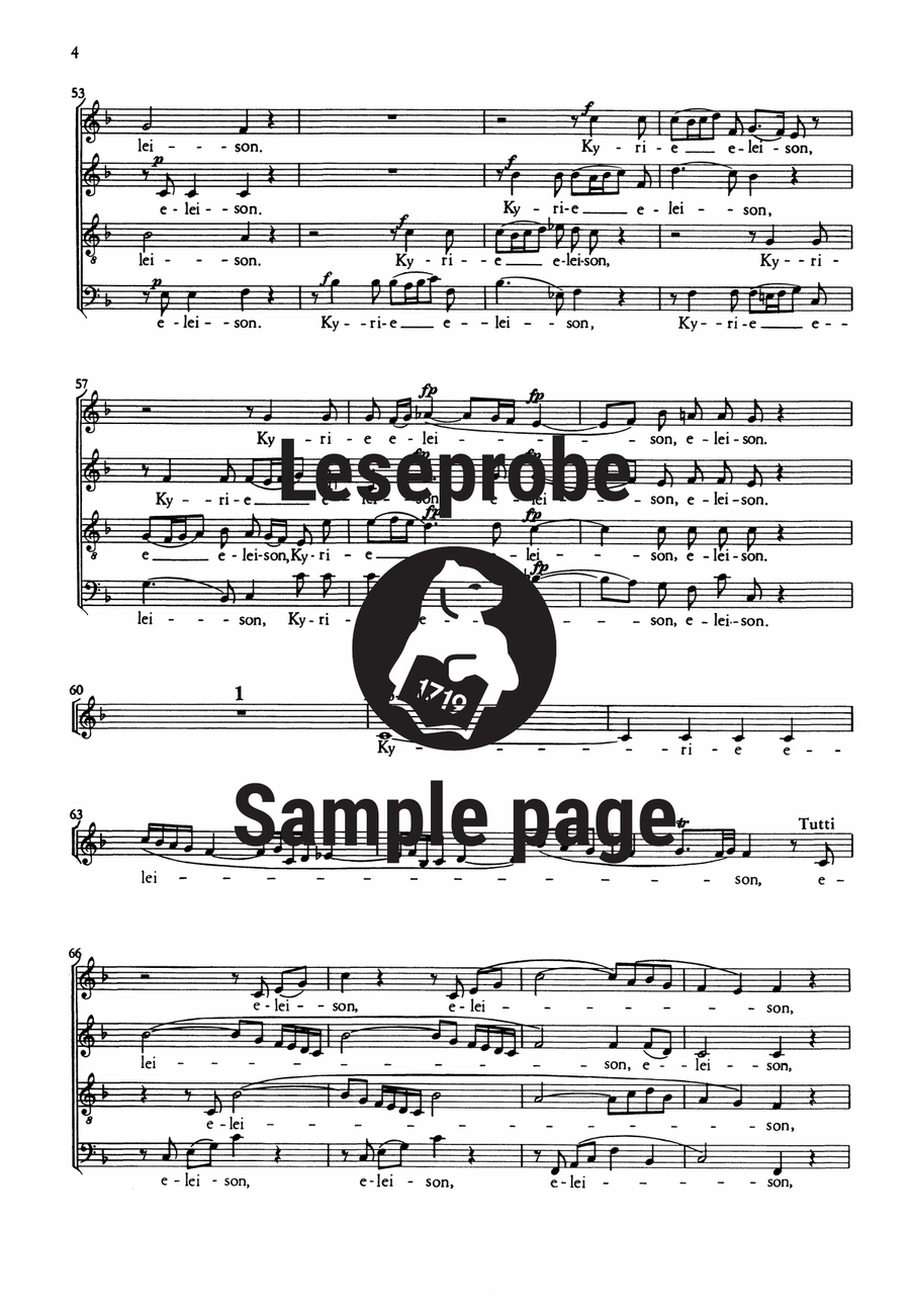 Missa brevis in F K. 192 (186f) 4-Part scores gallery preview page 5