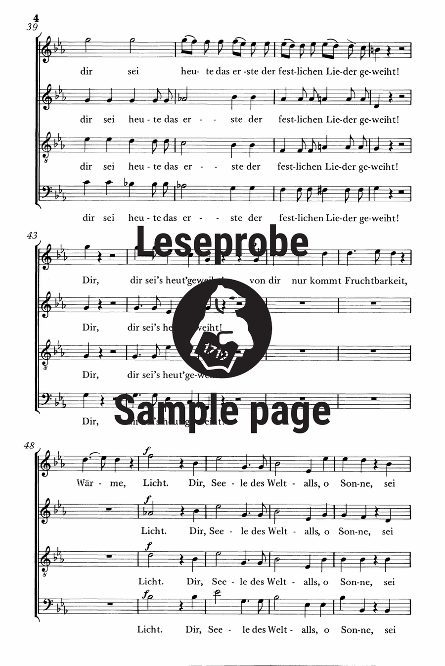 Dir, Seele des Weltalls K. 429 (468a) 4-Part scores gallery preview page 5