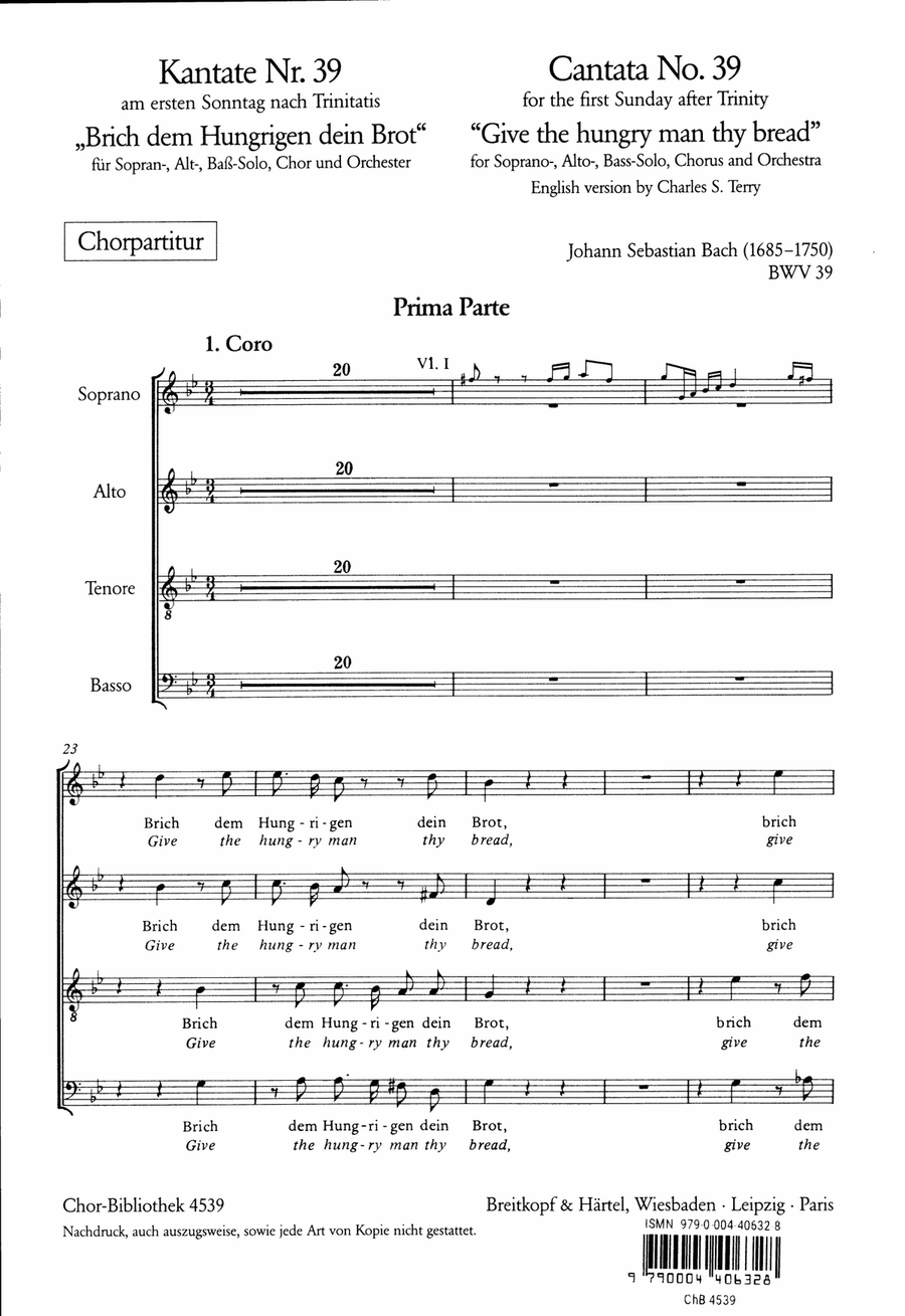 Cantata BWV 39 “Give the hungry man thy bread” 4-Part scores gallery preview page 2