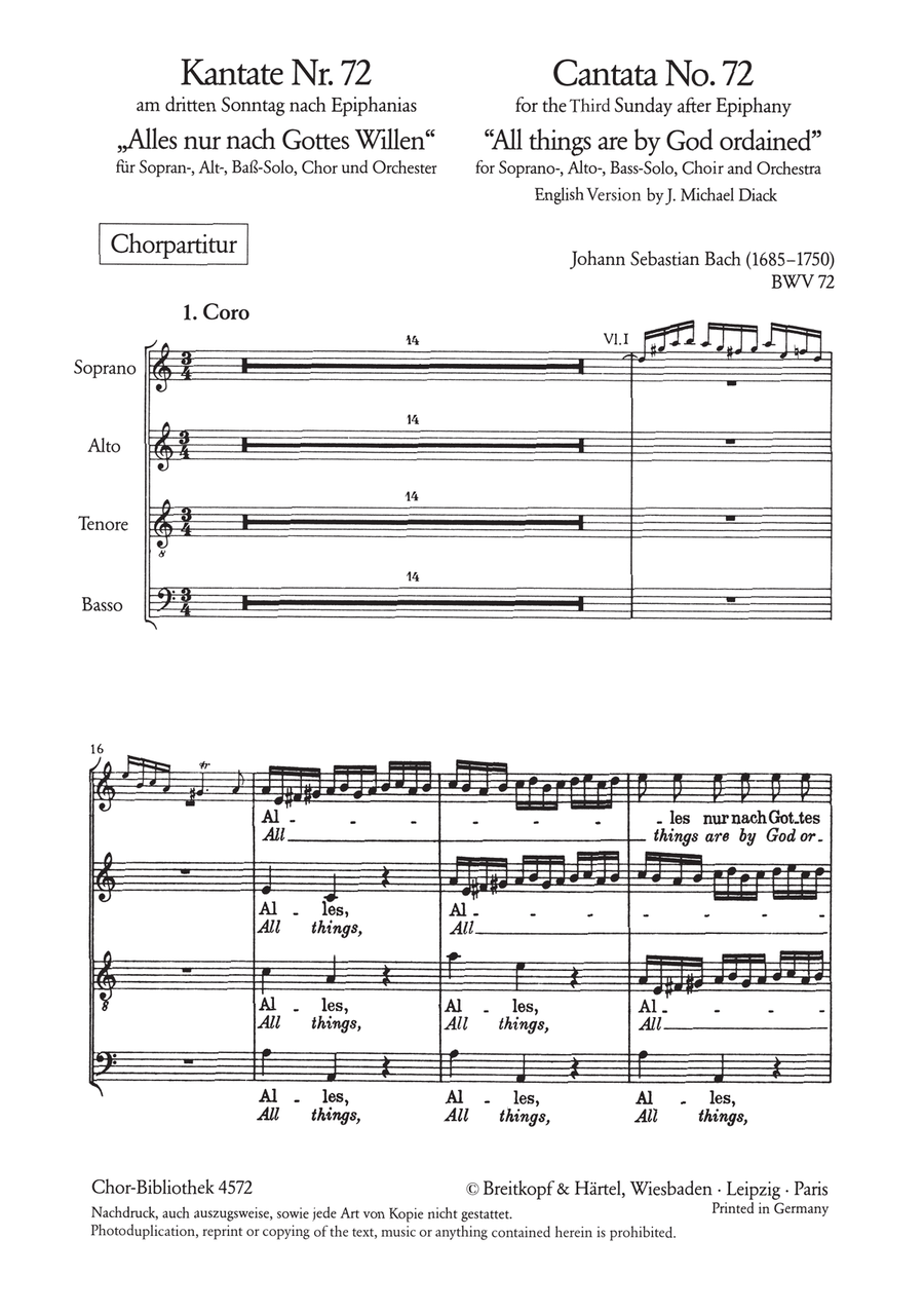 Cantata BWV 72 “All things are by God ordained” 4-Part scores gallery preview page 2