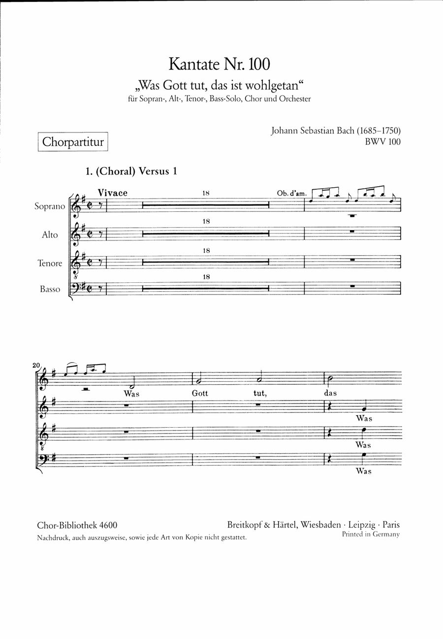 Cantata BWV 100 “Was Gott tut, das ist wohlgetan” 4-Part scores gallery preview page 2