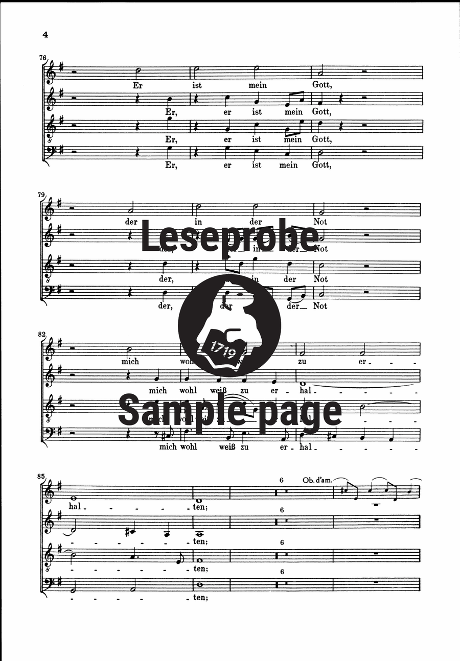 Cantata BWV 100 “Was Gott tut, das ist wohlgetan” 4-Part scores gallery preview page 5