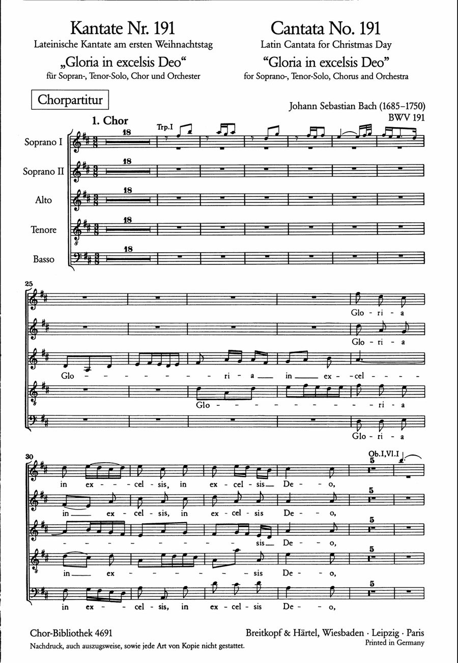 Cantata BWV 191 “Gloria in excelsis Deo” SSATB scores gallery preview page 2