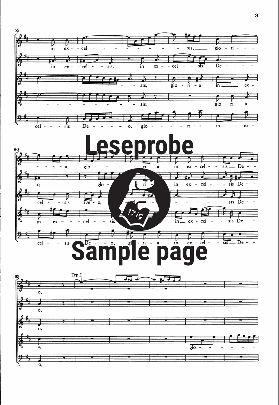 Cantata BWV 191 “Gloria in excelsis Deo” SSATB scores gallery preview page 4