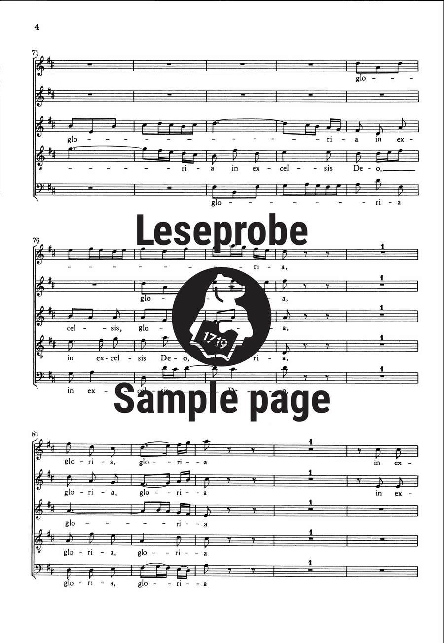 Cantata BWV 191 “Gloria in excelsis Deo” SSATB scores gallery preview page 5
