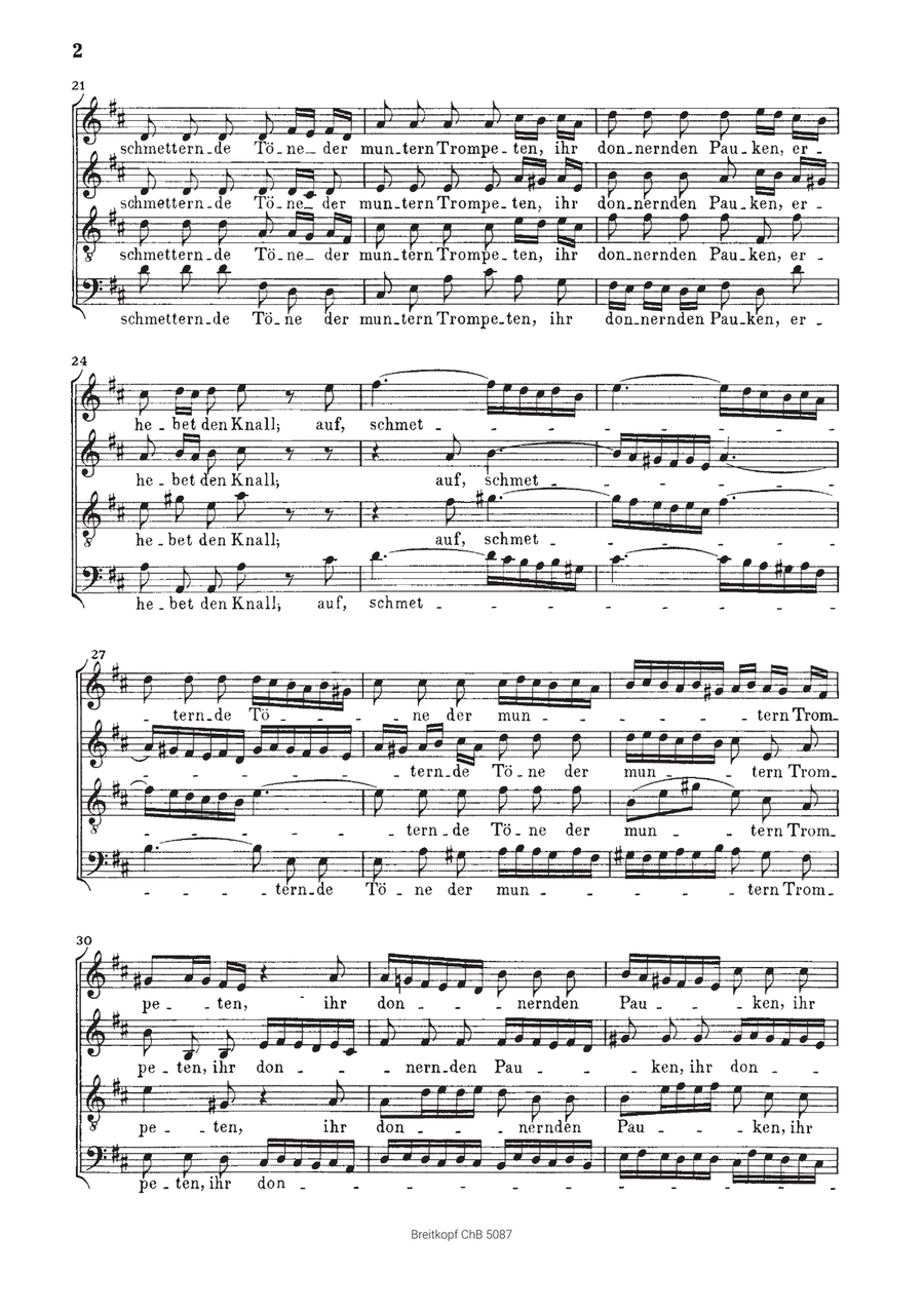 Cantata BWV 207a “Auf, schmetternde Töne der muntern Trompeten” 4-Part scores gallery preview page 3