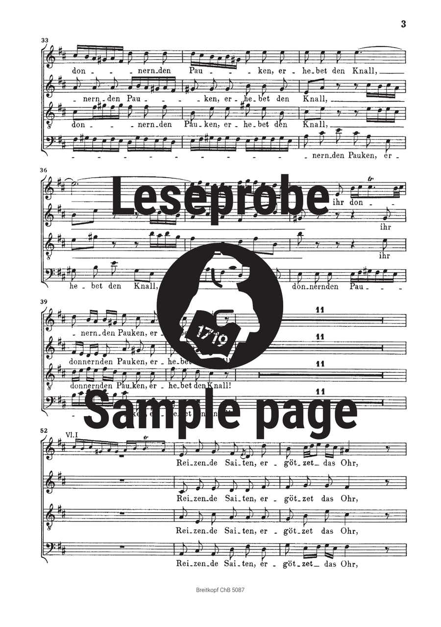 Cantata BWV 207a “Auf, schmetternde Töne der muntern Trompeten” 4-Part scores gallery preview page 4