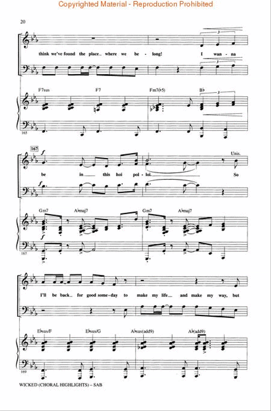 Wicked (Choral Highlights) 3-Part scores gallery preview page 3