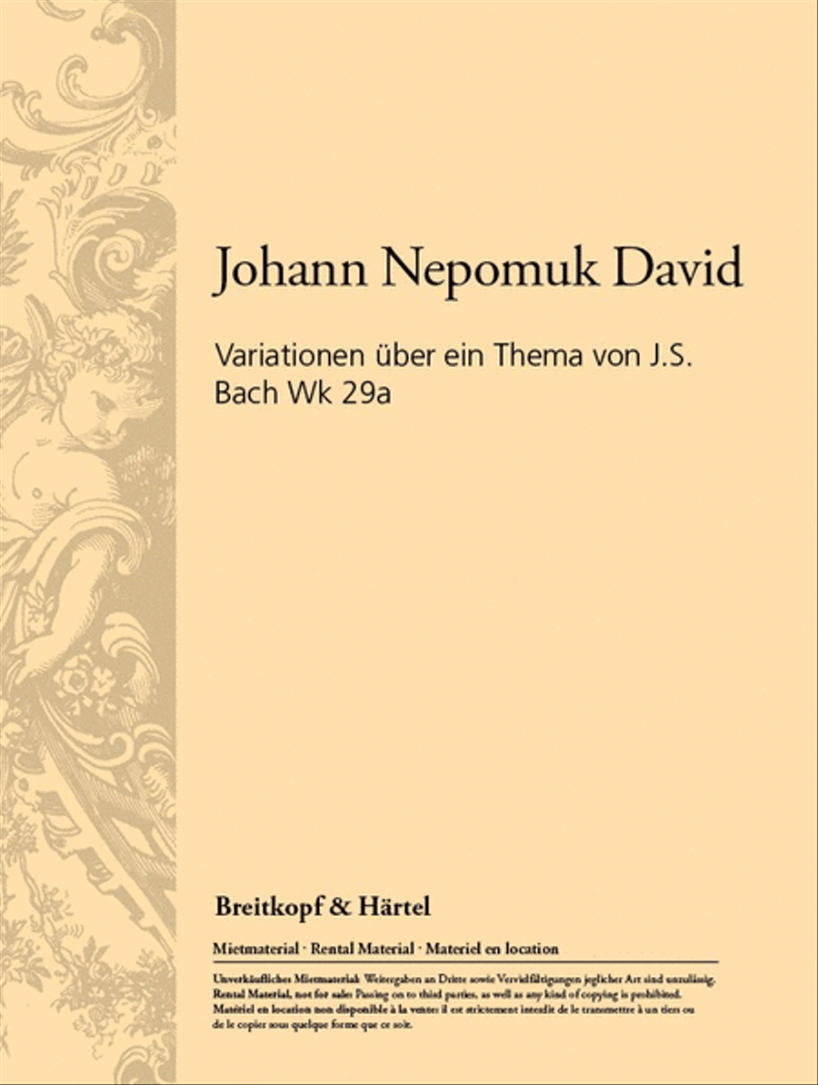 Variations on a Theme by J.S. Bach Werk 29a by Johann Nepomuk David Chamber Orchestra - Sheet Music