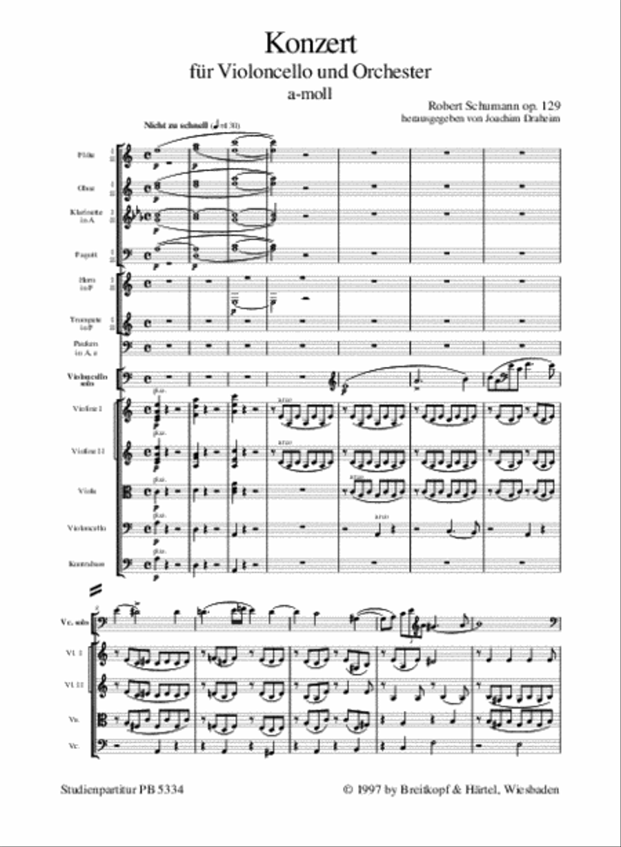 Violoncello Concerto in A minor Op. 129 Orchestra scores gallery preview page 2