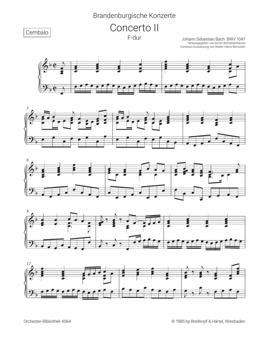 Brandenburg Concerto No. 2 in F major BWV 1047 Orchestra scores gallery preview page 2