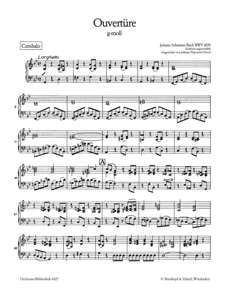 Overture (Suite) in G minor BWV 1070 Orchestra scores gallery preview page 2