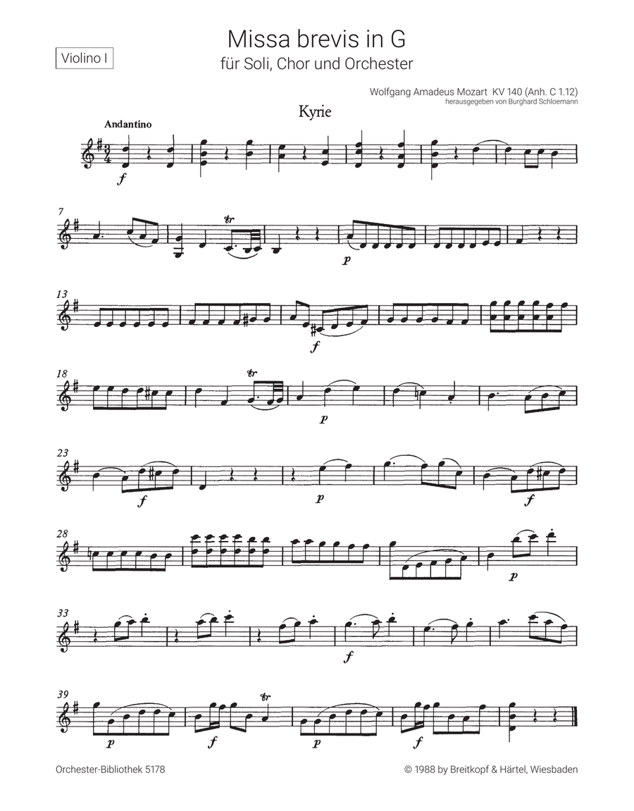 Missa brevis in G K. 140 (App. C 1.12) 4-Part scores gallery preview page 2