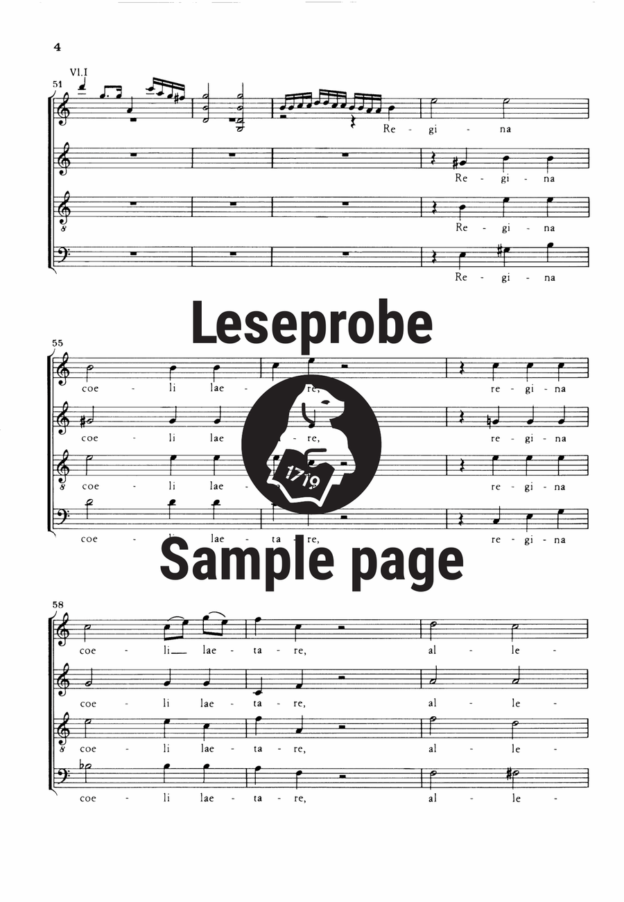 Regina coeli in C major K. 108 (74d) 4-Part scores gallery preview page 5