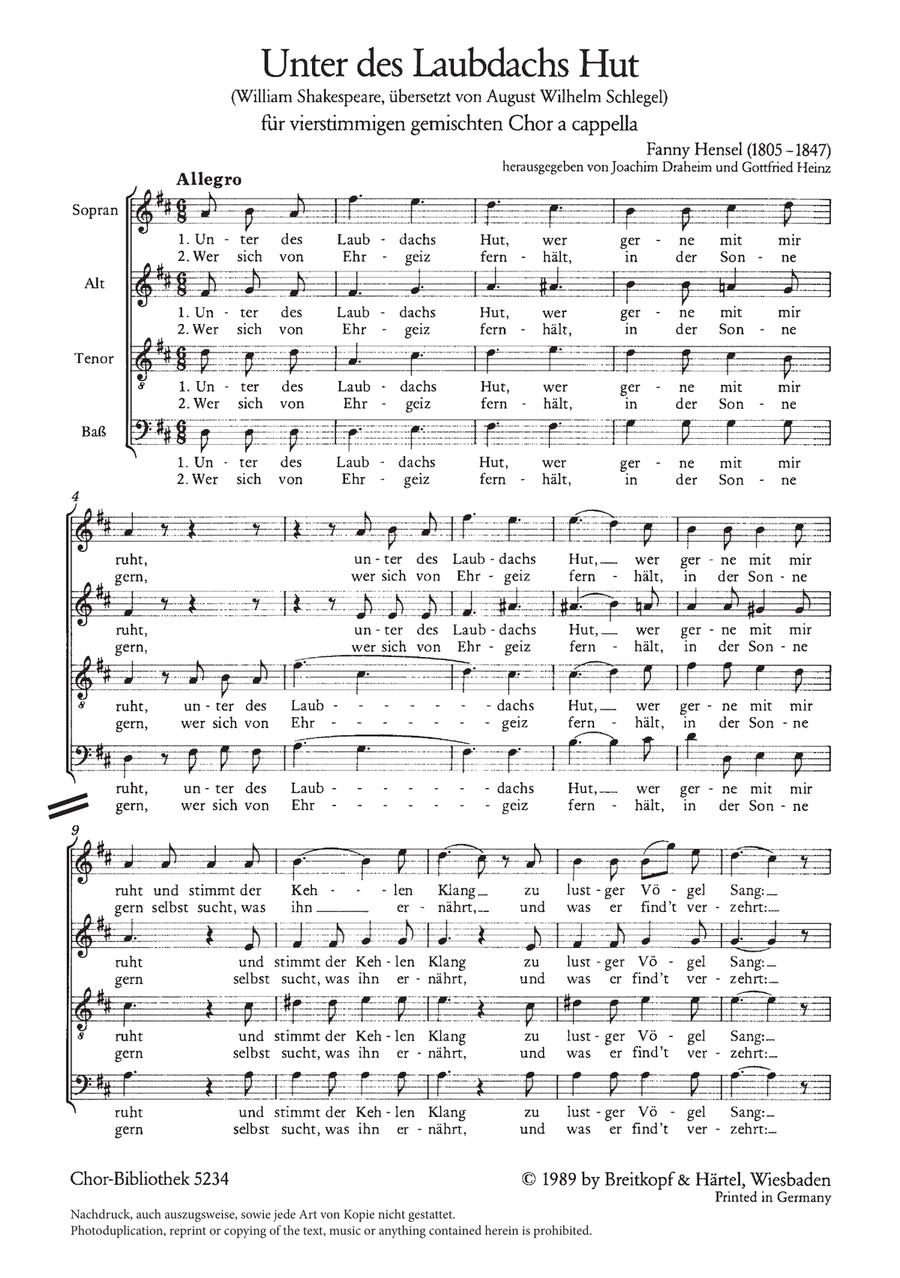 Unter des Laubdachs Hut A Cappella scores gallery preview page 2