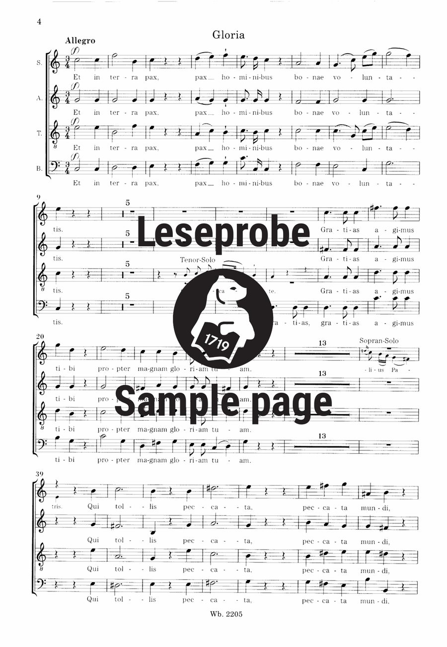 Missa brevis et solemnis in C K. 220 (196b) 4-Part scores gallery preview page 4