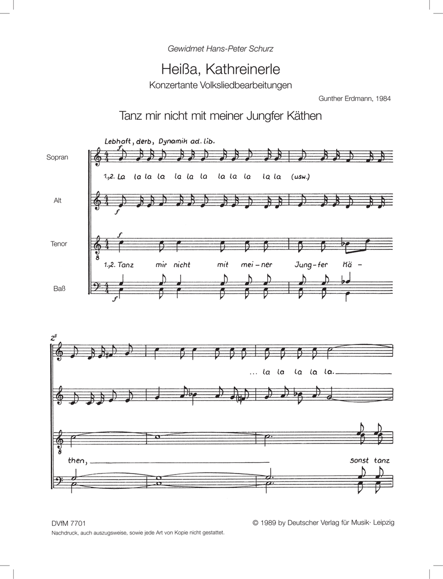 Heissa, Kathreinerle Heissa, Kathreinerle A Cappella scores gallery preview page 2