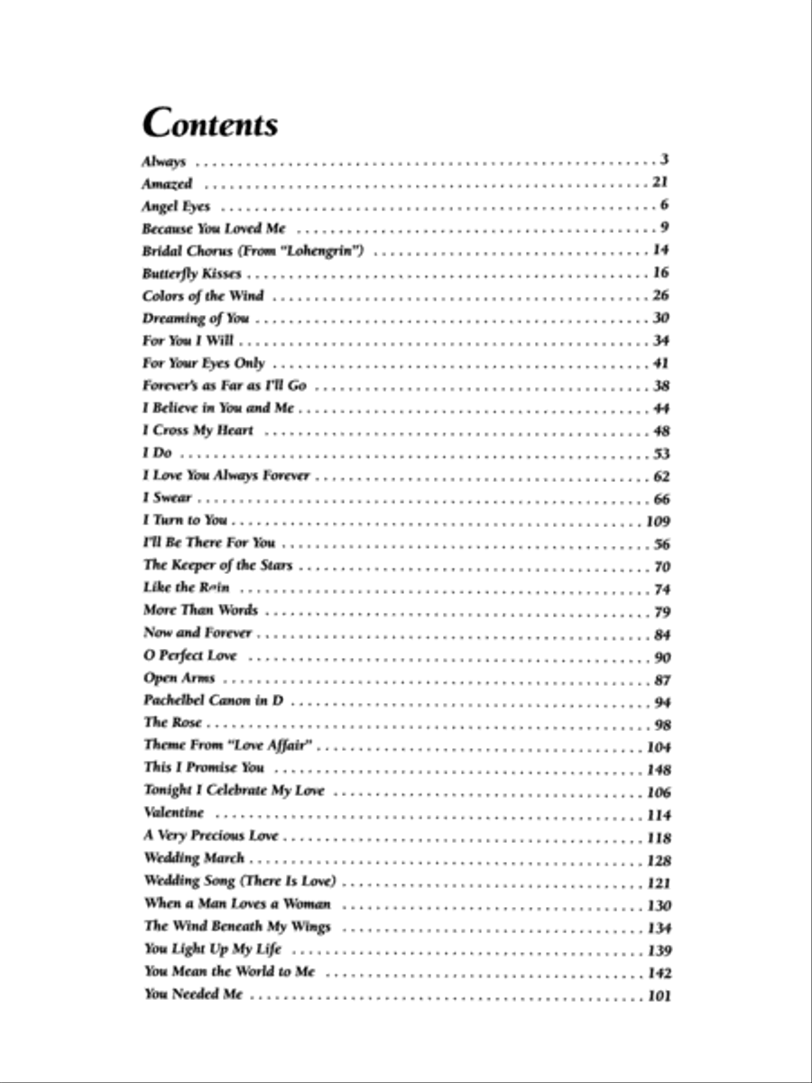 Popular Love Songs & Wedding Music - Easy Piano Voice scores gallery preview page 2