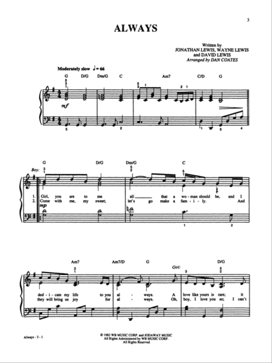 Popular Love Songs & Wedding Music - Easy Piano Voice scores gallery preview page 3