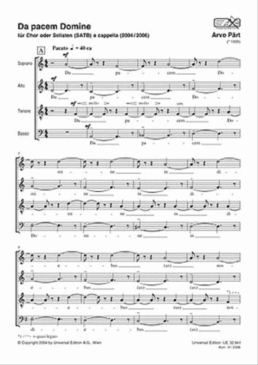 Da pacem Domine Da pacem Domine 4-Part scores gallery preview page 1