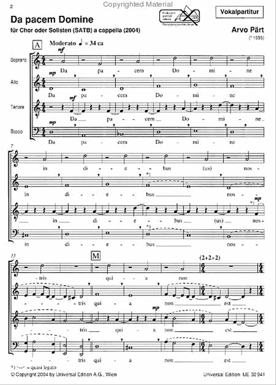 Da pacem Domine Da pacem Domine 4-Part scores gallery preview page 2