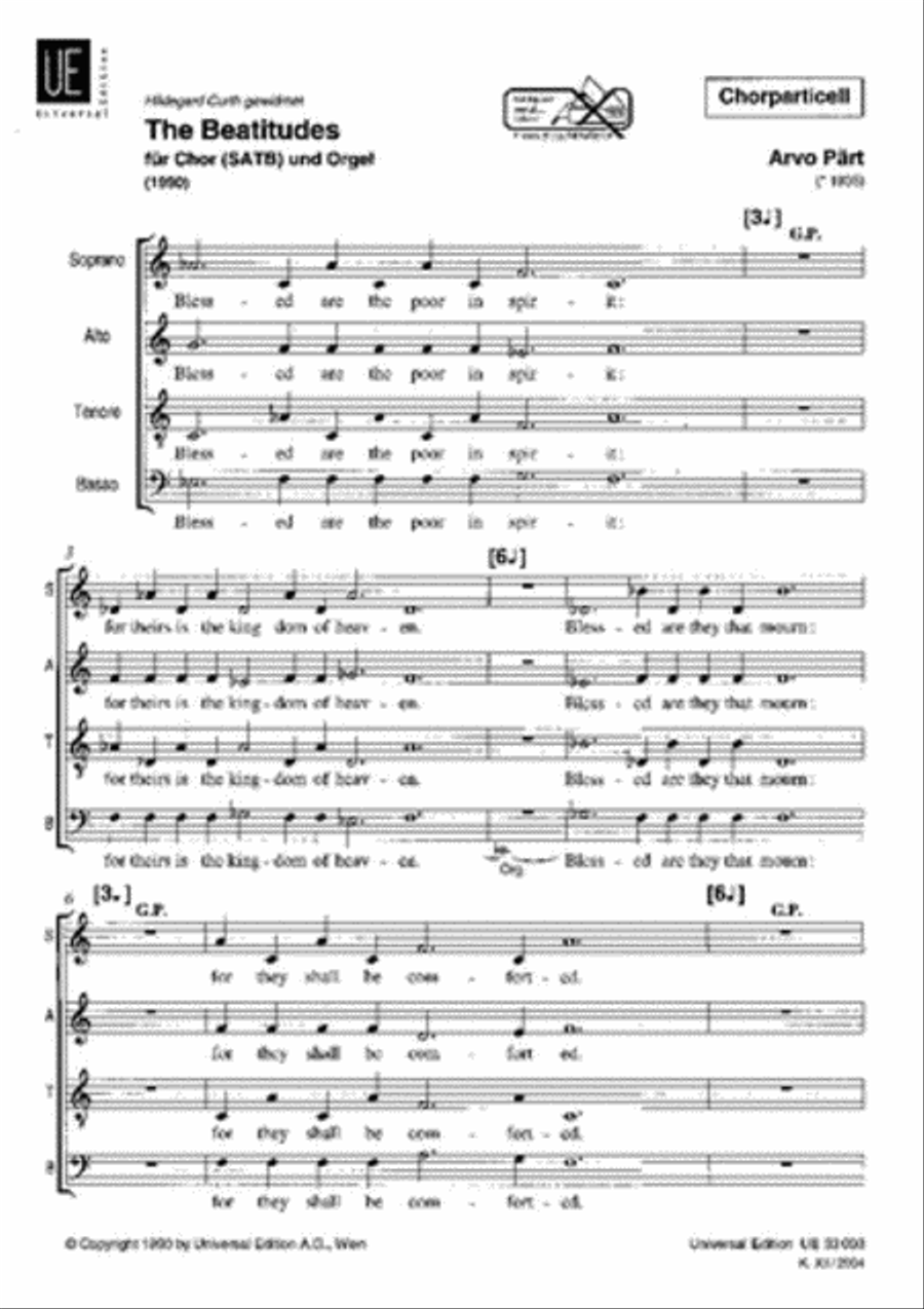 The Beatitudes The Beatitudes 4-Part scores gallery preview page 1