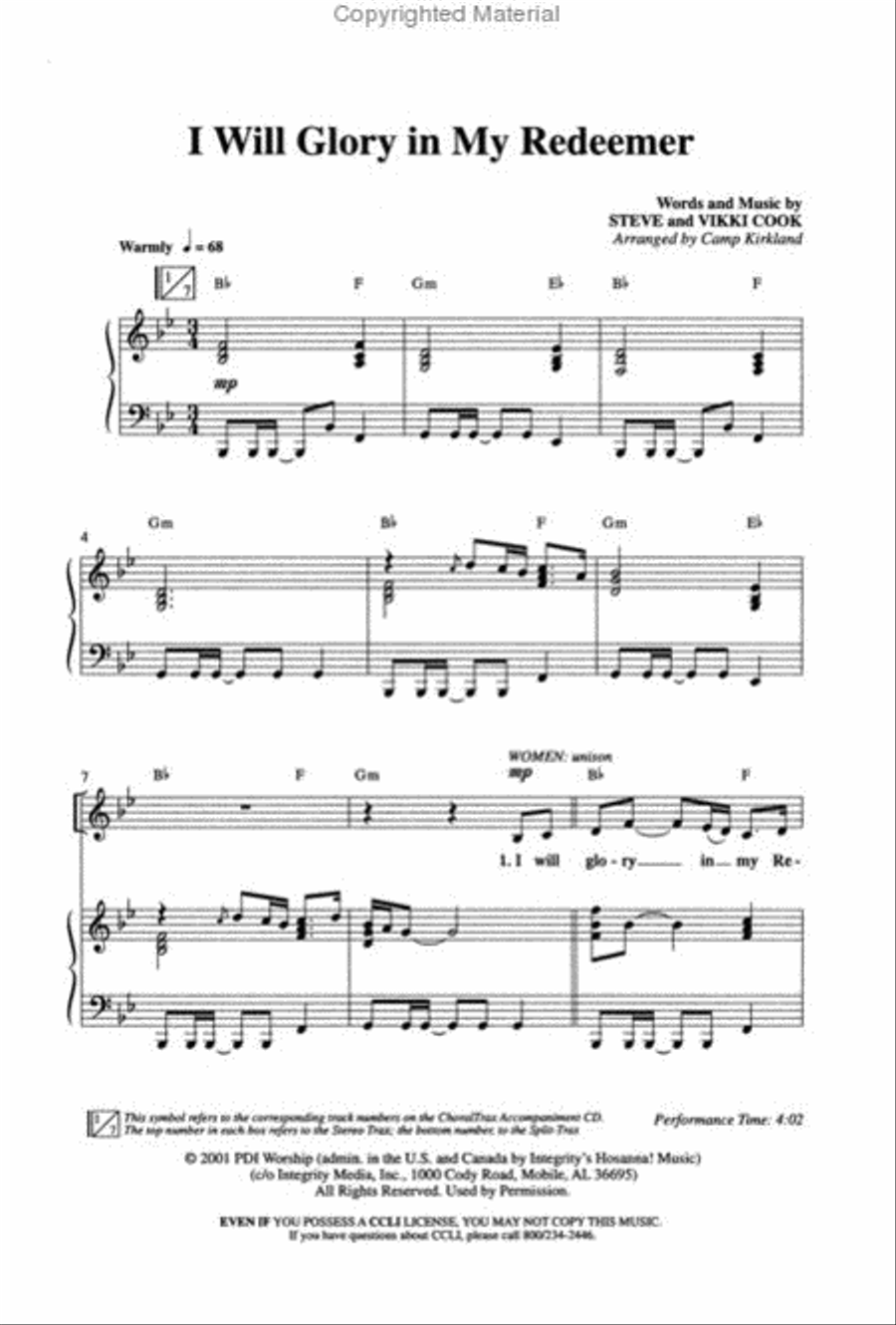 I Will Glory In My Redeemer - Anthem 4-Part scores gallery preview page 2