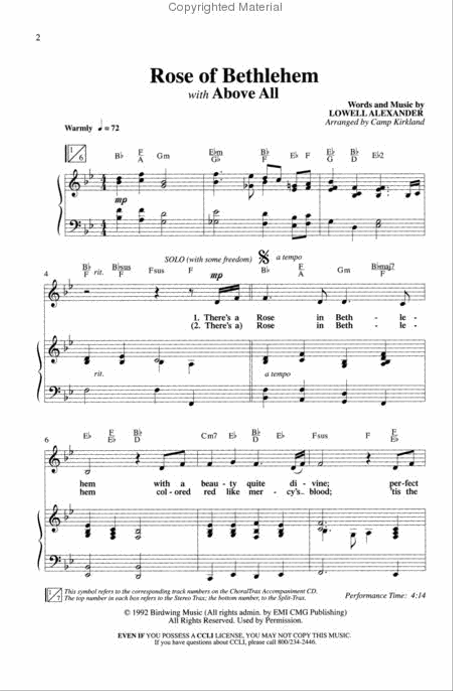 Rose Of Bethlehem with Above All 4-Part scores gallery preview page 2