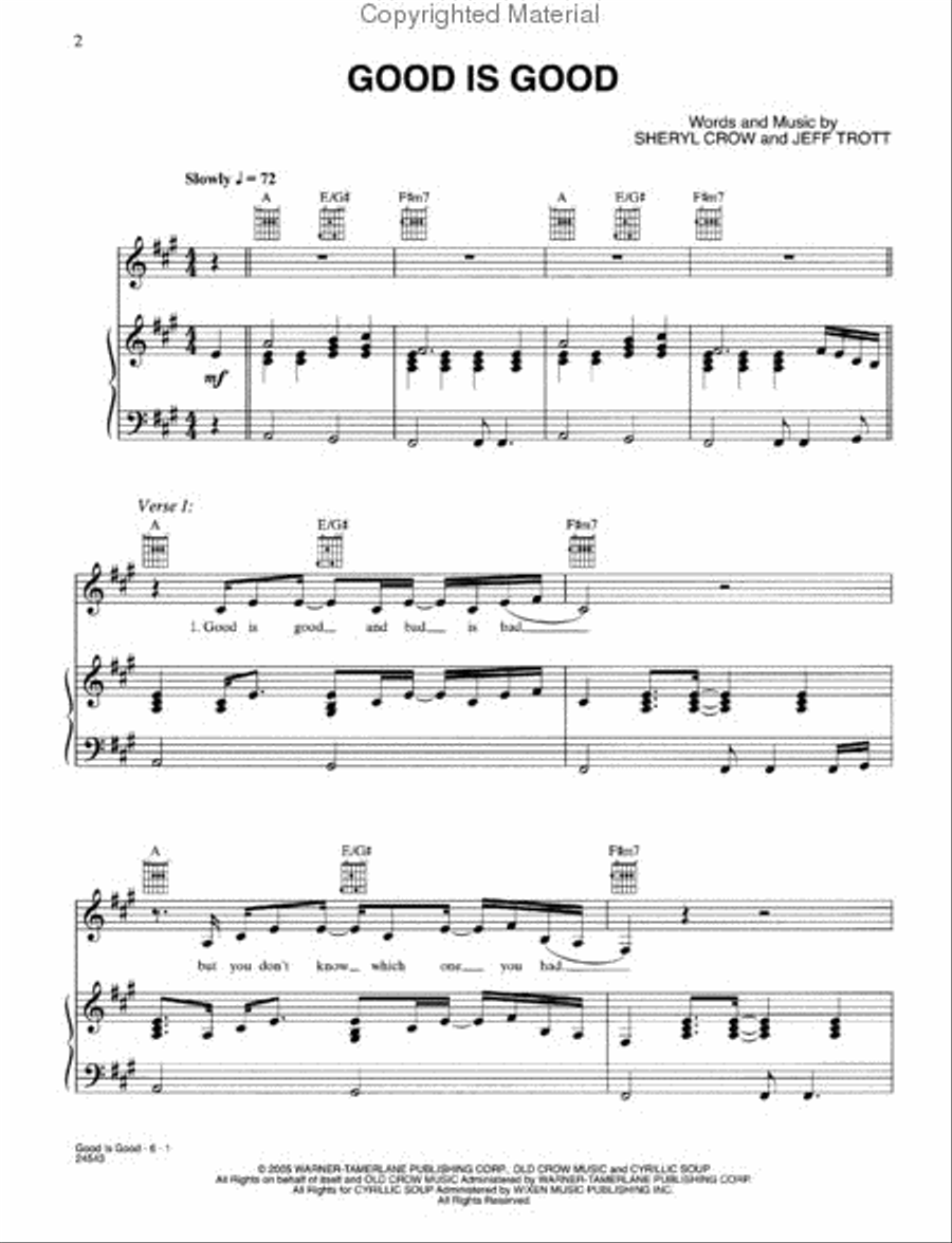 Good Is Good Piano, Vocal, Guitar scores gallery preview page 2