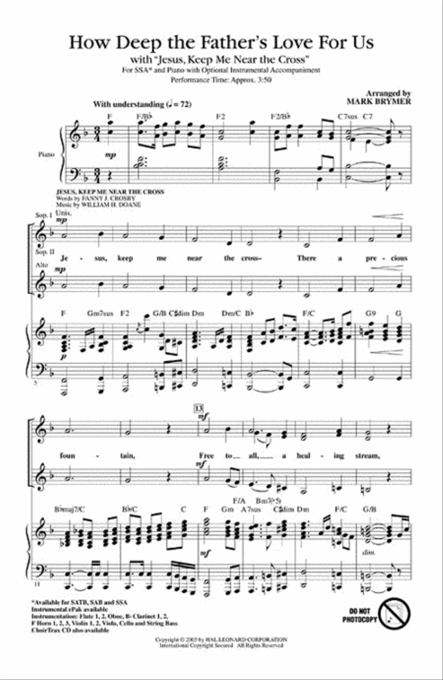 How Deep the Father's Love For Us (with “Jesus Keep Me Near the Cross”) SSA scores gallery preview page 2