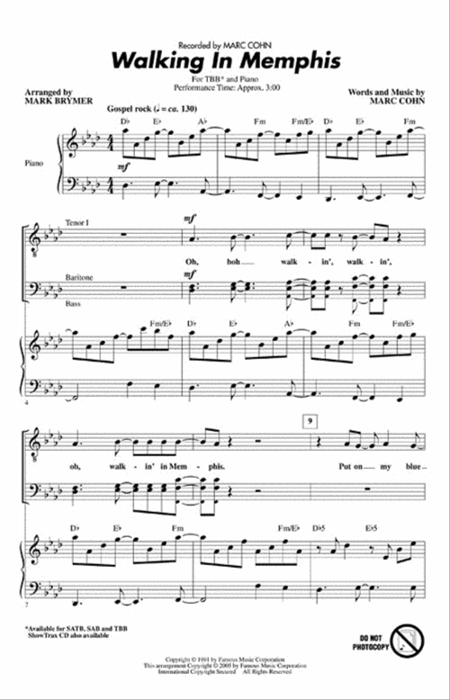 Walking in Memphis Walking in Memphis 3-Part scores gallery preview page 2