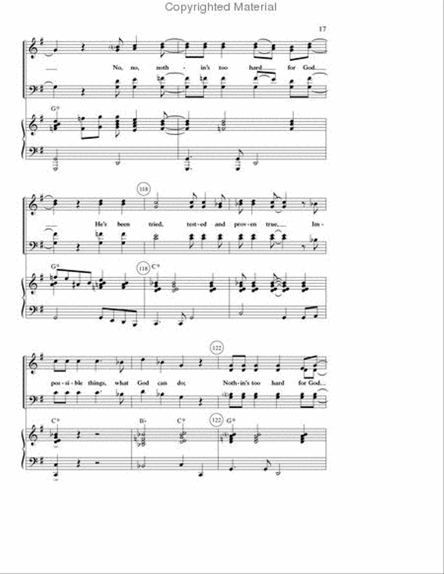 Nothin's Too Hard for God (Anthem) 4-Part scores gallery preview page 2