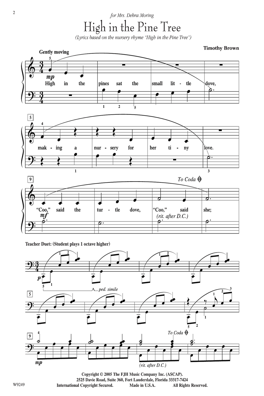 High in the Pine Tree by Timothy Brown Easy Piano - Sheet Music page 2