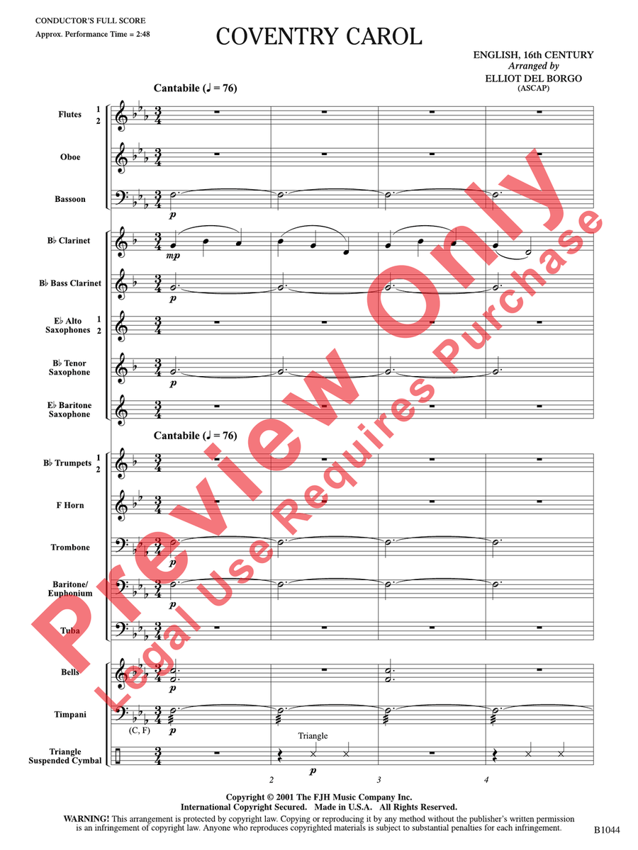 Coventry Carol Coventry Carol Concert Band scores gallery preview page 4