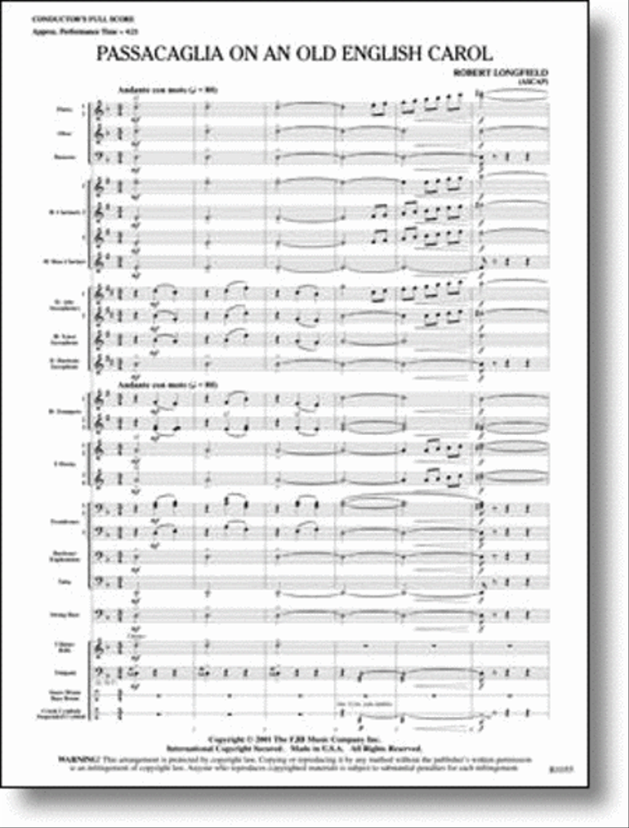 Passacaglia on an Old English Carol Concert Band scores gallery preview page 1