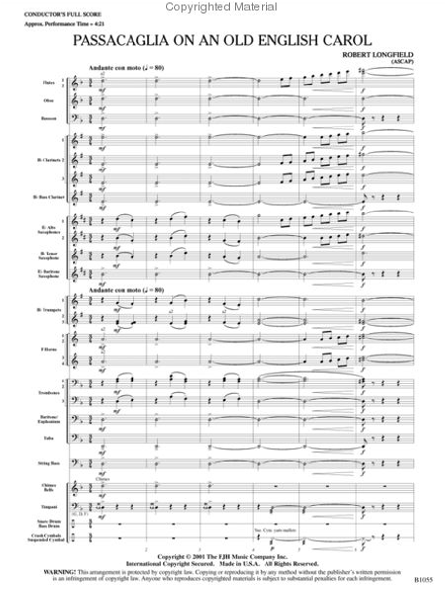 Passacaglia on an Old English Carol Concert Band scores gallery preview page 2
