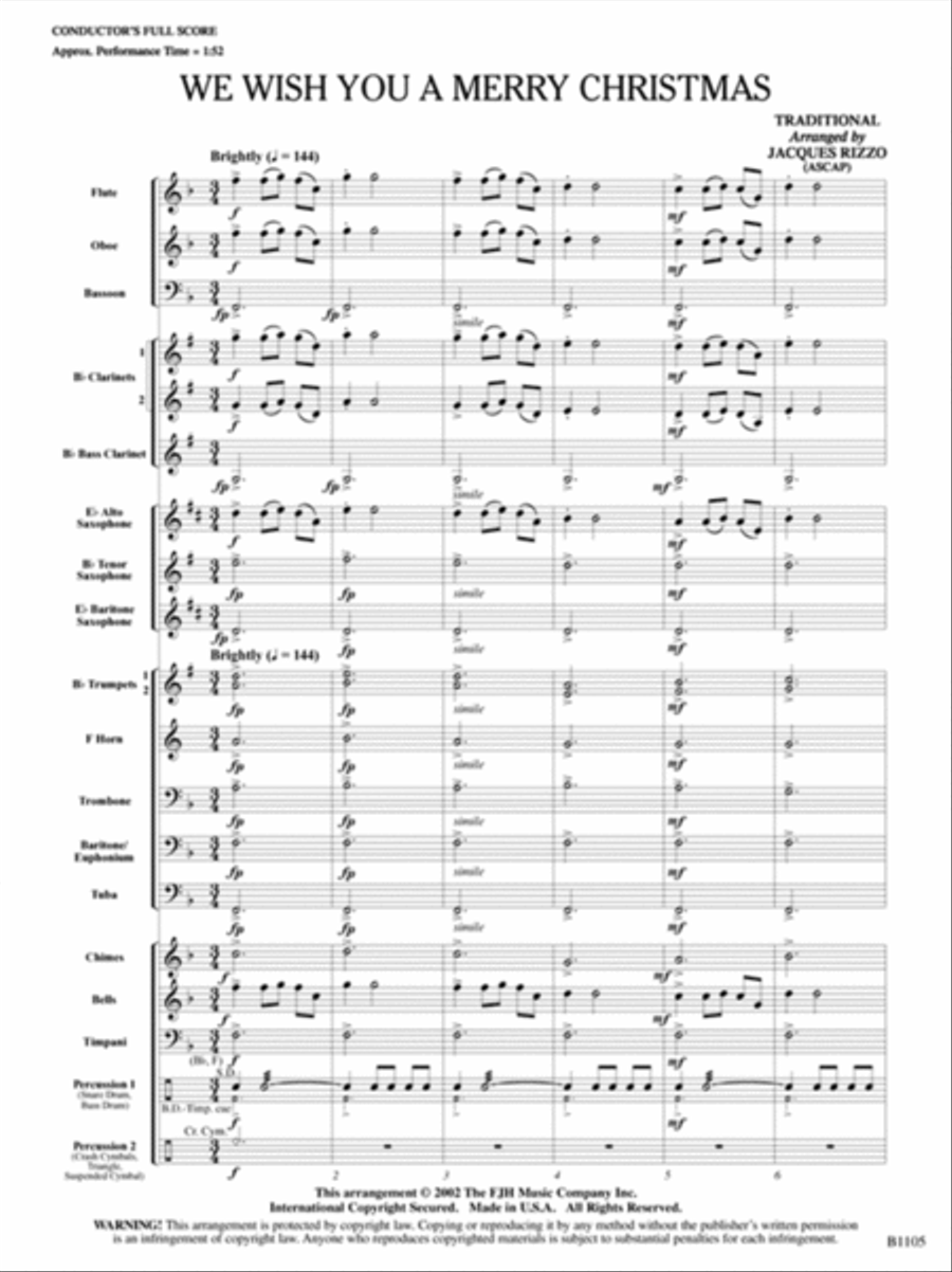We Wish You a Merry Christmas Concert Band scores gallery preview page 2