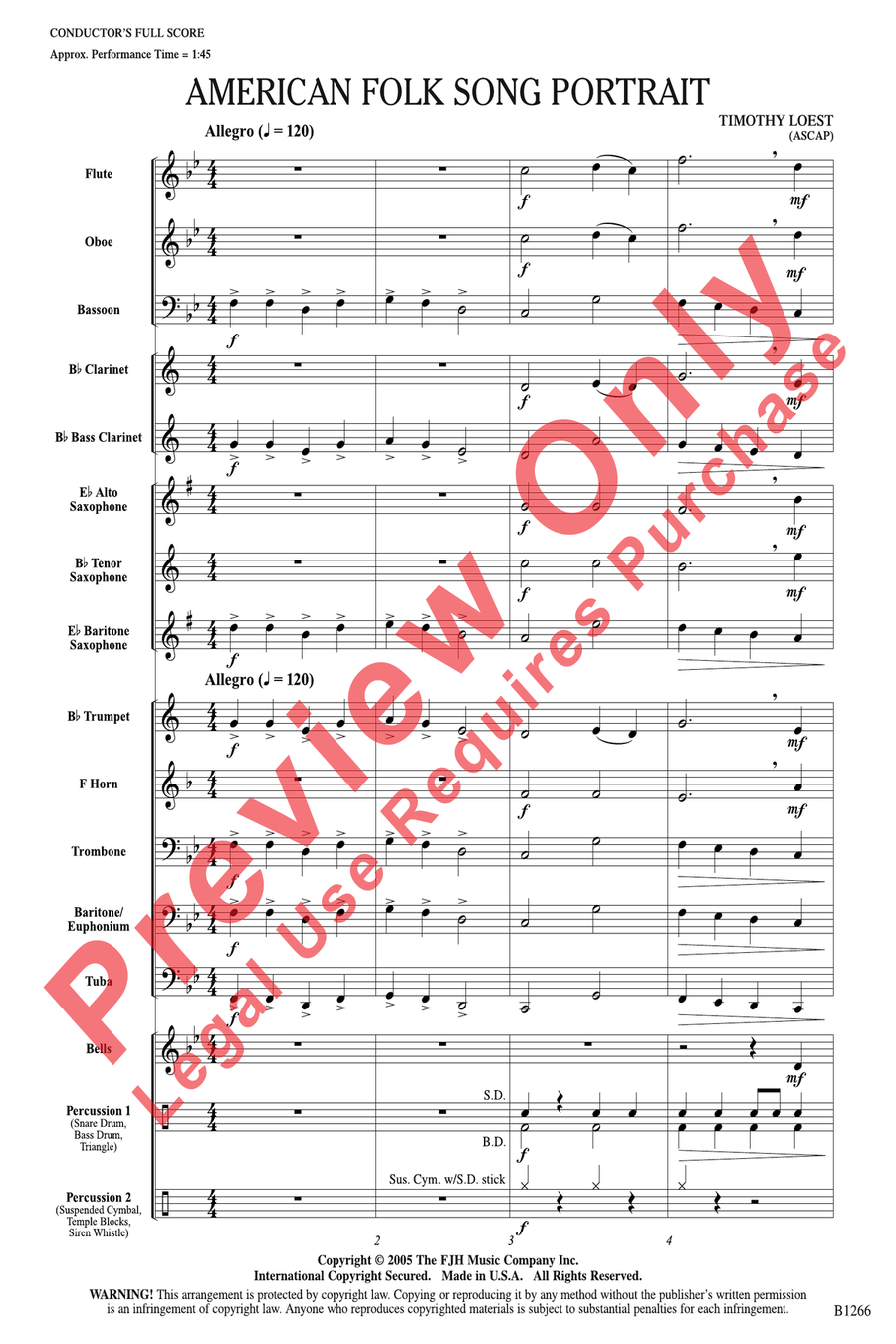 American Folk Song Portrait by Timothy Loest Concert Band - Sheet Music page 3