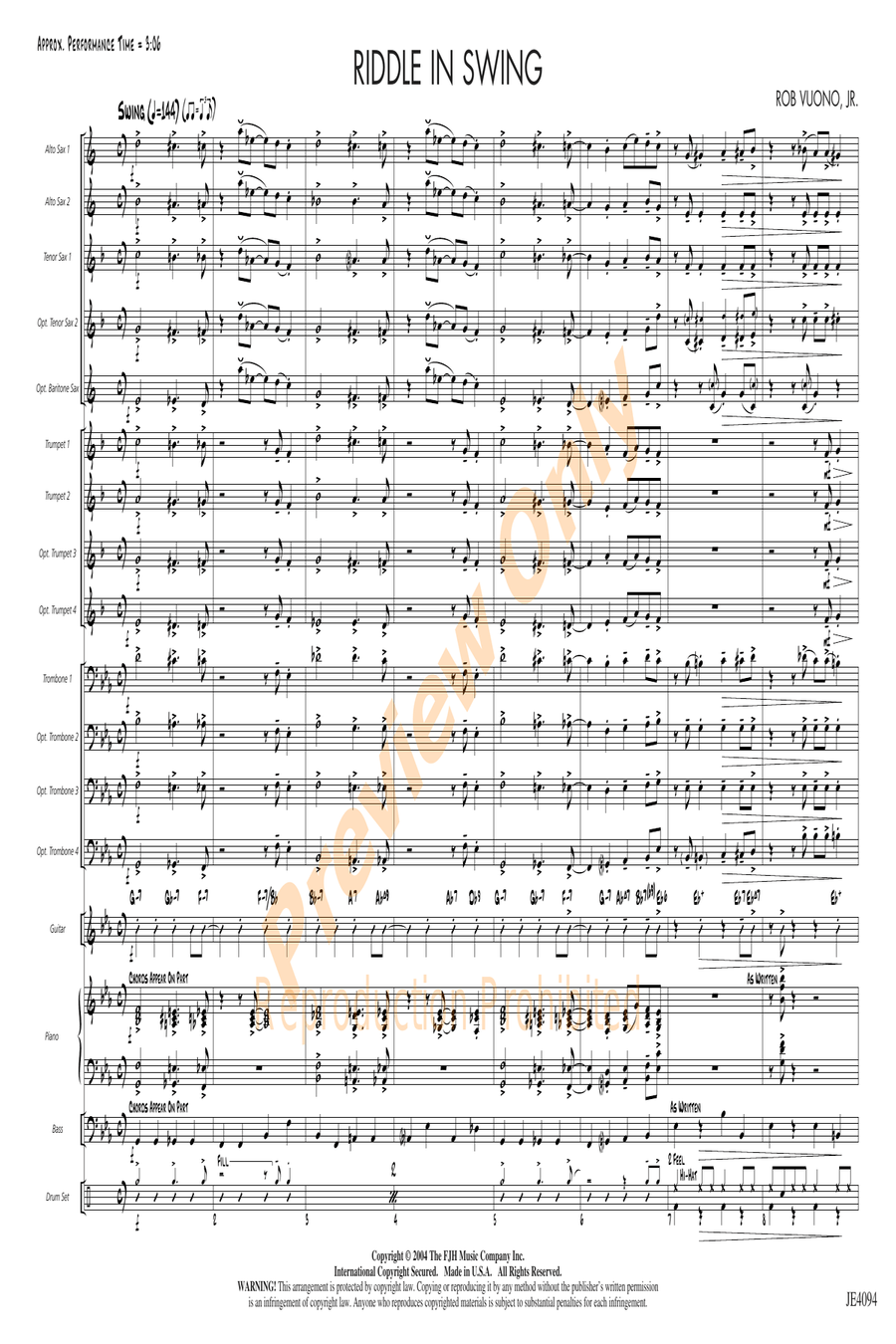 Riddle in Swing Jazz Ensemble scores gallery preview page 3