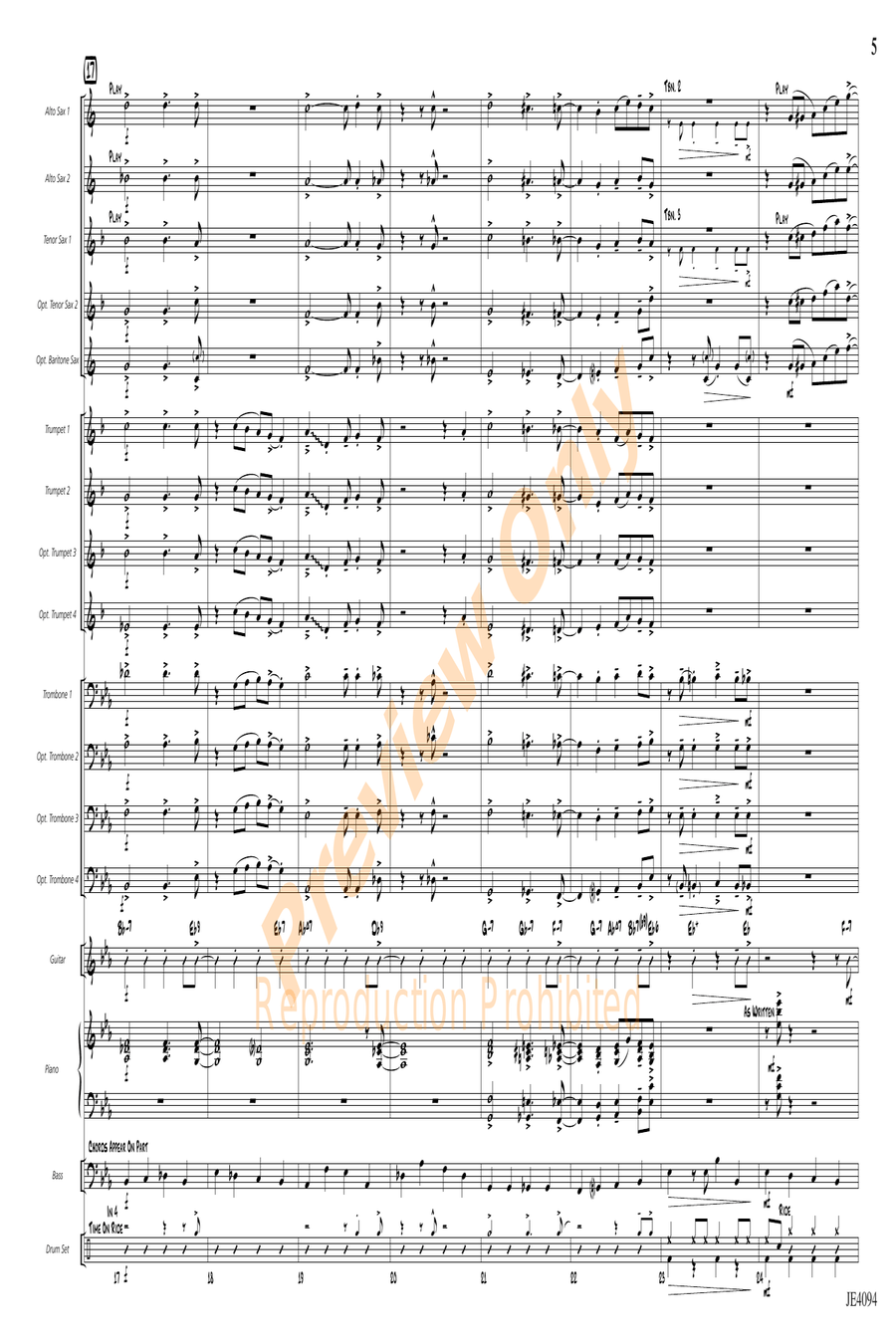 Riddle in Swing Jazz Ensemble scores gallery preview page 5